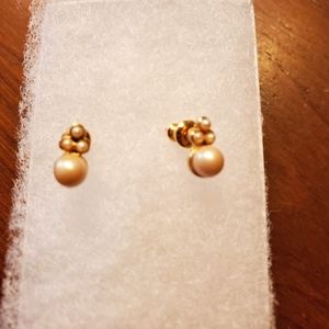 Richelieu Vintage 14k GF Post Simulated Pearl Earrings